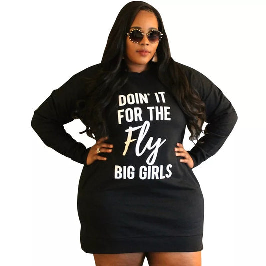 Doin It For The Fly Big Girls Oversized Hoodie - Black